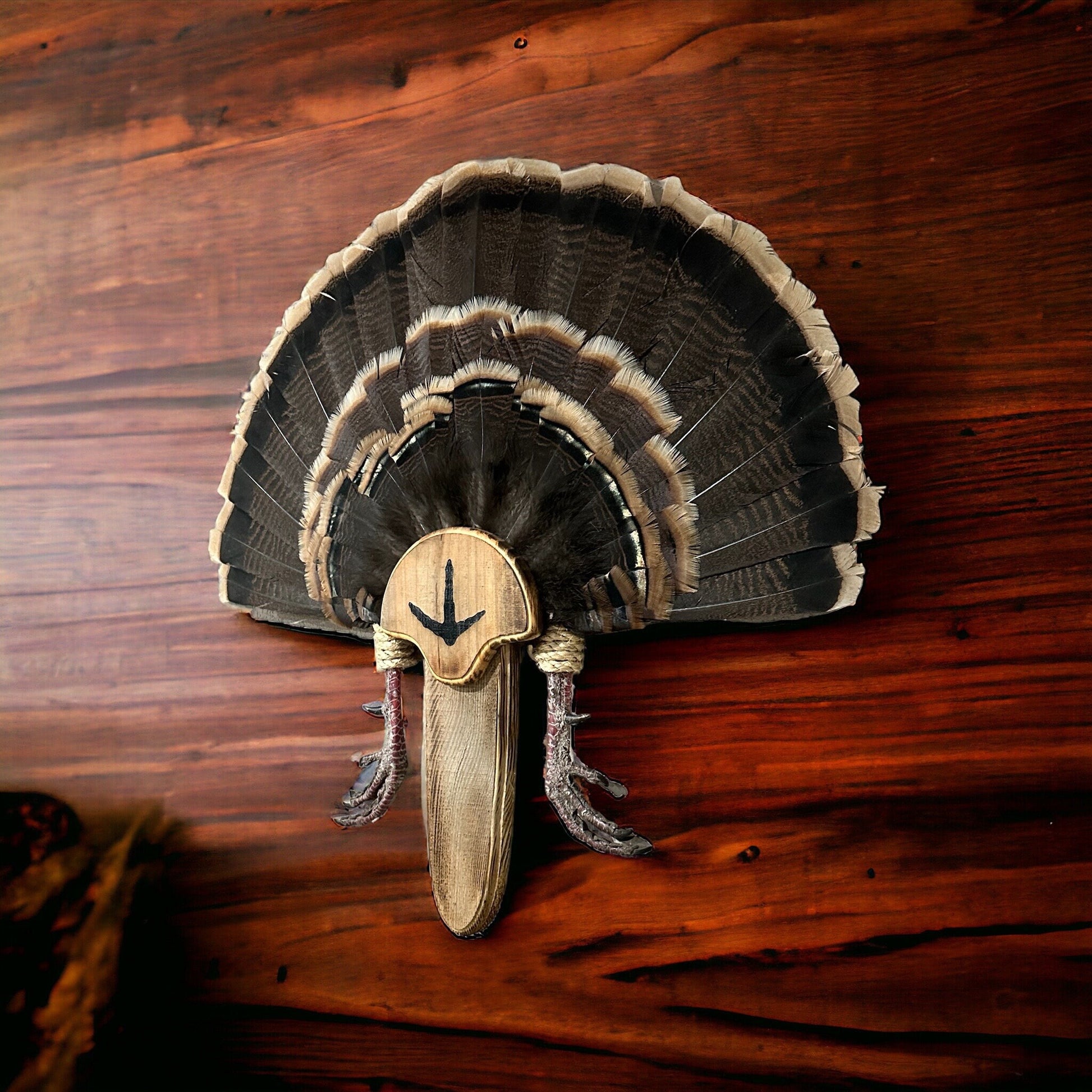 Barnwood Turkey Fan Plaque with Turkey Track