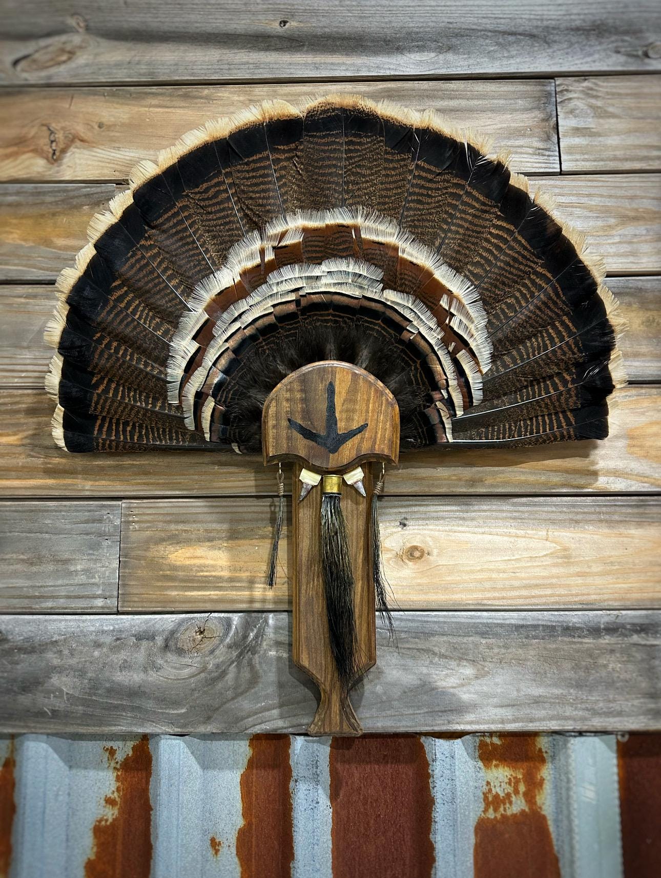 Turkey Fan Plaque (Box Call) (Lighter Stain)
